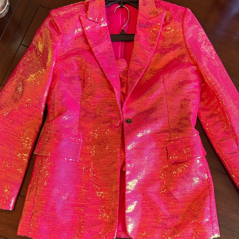 Vibrant Pink Sequin Blazer